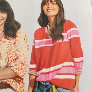 CAbi Cadet Pullover with pink and orange stripes size small NWT Spring 2022